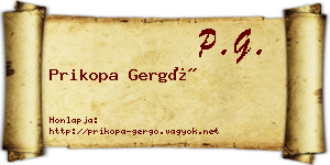 Prikopa Gergő névjegykártya